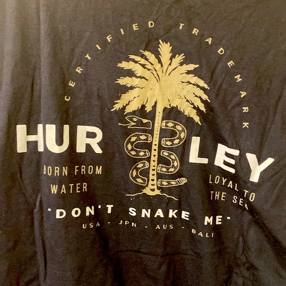 Black Long Sleeve Crew Neck Hurley Shirt featuring front and back graphics sz L - Picture 5 of 6